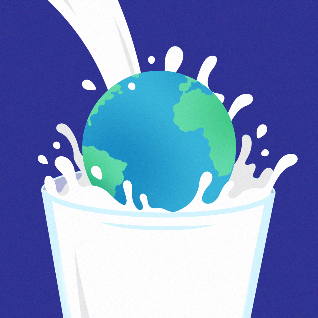 Earth in a glass of milk illustration