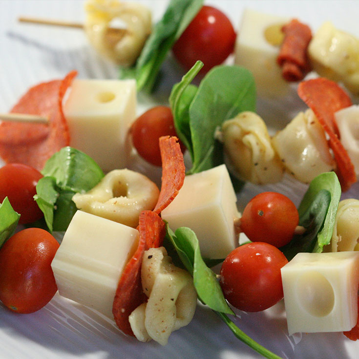 skewers with cheese and vegetables